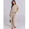 imageANRABESS Womens Fuzzy Fleece Pajama Sets 2 Piece Outfits Long Sleeve Top Wide Leg Pants Lounge Matching Set 2025 Fall WinterLight Khaki