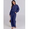 imageANRABESS Womens Fuzzy Fleece Pajama Sets 2 Piece Outfits Long Sleeve Top Wide Leg Pants Lounge Matching Set 2025 Fall WinterNavy Blue