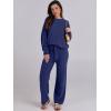 imageANRABESS Womens Fuzzy Fleece Pajama Sets 2 Piece Outfits Long Sleeve Top Wide Leg Pants Lounge Matching Set 2025 Fall WinterNavy Blue