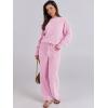 imageANRABESS Womens Fuzzy Fleece Pajama Sets 2 Piece Outfits Long Sleeve Top Wide Leg Pants Lounge Matching Set 2025 Fall WinterPink