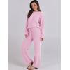 imageANRABESS Womens Fuzzy Fleece Pajama Sets 2 Piece Outfits Long Sleeve Top Wide Leg Pants Lounge Matching Set 2025 Fall WinterPink