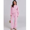 imageANRABESS Womens Fuzzy Fleece Pajama Sets 2 Piece Outfits Long Sleeve Top Wide Leg Pants Lounge Matching Set 2025 Fall WinterPink