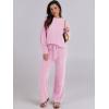 imageANRABESS Womens Fuzzy Fleece Pajama Sets 2 Piece Outfits Long Sleeve Top Wide Leg Pants Lounge Matching Set 2025 Fall WinterPink