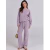 imageANRABESS Womens Fuzzy Fleece Pajama Sets 2 Piece Outfits Long Sleeve Top Wide Leg Pants Lounge Matching Set 2025 Fall WinterPurple
