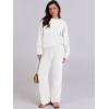 imageANRABESS Womens Fuzzy Fleece Pajama Sets 2 Piece Outfits Long Sleeve Top Wide Leg Pants Lounge Matching Set 2025 Fall WinterWhite