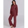 imageANRABESS Womens Fuzzy Fleece Pajama Sets 2 Piece Outfits Long Sleeve Top Wide Leg Pants Lounge Matching Set 2025 Fall WinterWine Red