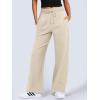 imageANRABESS Womens Wide Leg Pants High Waist Drawstring Sweatpants Joggers with PocketsApricot