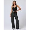 imageANRABESS Womens Wide Leg Pants High Waist Drawstring Sweatpants Joggers with PocketsBlack