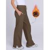 imageANRABESS Womens Wide Leg Pants High Waist Drawstring Sweatpants Joggers with PocketsBrown