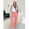 imageANRABESS Womens Wide Leg Pants High Waist Drawstring Sweatpants Joggers with PocketsCoral