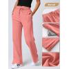 imageANRABESS Womens Wide Leg Pants High Waist Drawstring Sweatpants Joggers with PocketsCoral