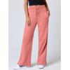imageANRABESS Womens Wide Leg Pants High Waist Drawstring Sweatpants Joggers with PocketsCoral