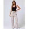 imageANRABESS Womens Wide Leg Pants High Waist Drawstring Sweatpants Joggers with PocketsHeather White