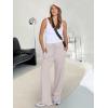 imageANRABESS Womens Wide Leg Pants High Waist Drawstring Sweatpants Joggers with PocketsHeather White