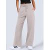 imageANRABESS Womens Wide Leg Pants High Waist Drawstring Sweatpants Joggers with PocketsHeather White