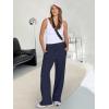 imageANRABESS Womens Wide Leg Pants High Waist Drawstring Sweatpants Joggers with PocketsNavy Blue