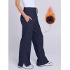 imageANRABESS Womens Wide Leg Pants High Waist Drawstring Sweatpants Joggers with PocketsNavy Blue