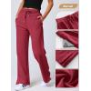 imageANRABESS Womens Wide Leg Pants High Waist Drawstring Sweatpants Joggers with PocketsRed