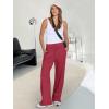 imageANRABESS Womens Wide Leg Pants High Waist Drawstring Sweatpants Joggers with PocketsRed
