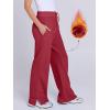 imageANRABESS Womens Wide Leg Pants High Waist Drawstring Sweatpants Joggers with PocketsRed