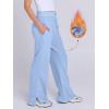 imageANRABESS Womens Wide Leg Pants High Waist Drawstring Sweatpants Joggers with PocketsSky Blue