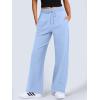 imageANRABESS Womens Wide Leg Pants High Waist Drawstring Sweatpants Joggers with PocketsSky Blue