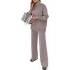 imageANRABESS Womens 2 Piece Outfits Turtleneck Matching Lounge Set Sweater Top Wide Leg Pants Fall Cozy Knit Sweatsuit LoungewearKhaki