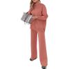 imageANRABESS Womens 2 Piece Outfits Turtleneck Matching Lounge Set Sweater Top Wide Leg Pants Fall Cozy Knit Sweatsuit LoungewearRust