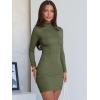 imageANRABESS Women Long Sleeve Mock Neck Bodycon Mini Dress 2025 Fall Ribbed Slim Fit Pencil Cocktail Club Night DressesArmy Green