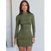 imageANRABESS Women Long Sleeve Mock Neck Bodycon Mini Dress 2025 Fall Ribbed Slim Fit Pencil Cocktail Club Night DressesArmy Green