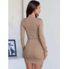 imageANRABESS Women Long Sleeve Mock Neck Bodycon Mini Dress 2025 Fall Ribbed Slim Fit Pencil Cocktail Club Night DressesLight Brown