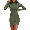 imageANRABESS Women Long Sleeve Mock Neck Bodycon Mini Dress 2025 Fall Ribbed Slim Fit Pencil Cocktail Club Night DressesArmy Green