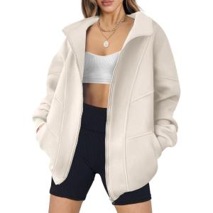 imageANRABESS Womens Oversized Full Zip Up Sweatshirts Jacket 2025 Fall Fleece Long Sleeve Hoodies OutfitsBeige