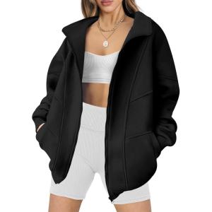 imageANRABESS Womens Oversized Full Zip Up Sweatshirts Jacket 2025 Fall Fleece Long Sleeve Hoodies OutfitsBlack