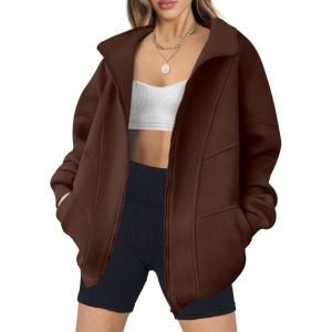 imageANRABESS Womens Oversized Full Zip Up Sweatshirts Jacket 2025 Fall Fleece Long Sleeve Hoodies OutfitsBrown