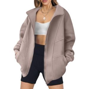 imageANRABESS Womens Oversized Full Zip Up Sweatshirts Jacket 2025 Fall Fleece Long Sleeve Hoodies OutfitsNutmeg