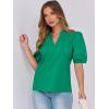 imageANRABESS Puff Short Sleeve Shirts for Women Dressy Casual Tops V Neck Ruffle Blouse 2025 Summer Trendy Clothes Green Medium