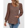 imageANRABESS Shirts for Women Lace Long Sleeve V Neck Tunic Tops Casual Loose Fit Blouses Lightweight Sweaters 2025 Fall ClothesBrown