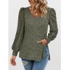imageANRABESS Shirts for Women Lace Long Sleeve V Neck Tunic Tops Casual Loose Fit Blouses Lightweight Sweaters 2025 Fall ClothesDeep Green