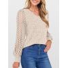 imageANRABESS Shirts for Women Lace Long Sleeve V Neck Tunic Tops Casual Loose Fit Blouses Lightweight Sweaters 2025 Fall ClothesLight Khaki