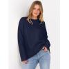 imageANRABESS Sweaters for Women 2025 Fall Long Sleeve Casual Loose Fit Knitted High Low Hem Basic Pullover Sweater TopsNavy Blue