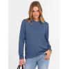 imageANRABESS Sweaters for Women 2025 Fall Long Sleeve Crewneck Knit Casual Loose Side Button Basic Pullover Tops Trendy OutfitsBlue