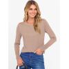 imageANRABESS Sweaters for Women Long Sleeve Crewneck Fitted Business Casual Pullover Tops 2025 Fall Outfits with Button CuffAlmond