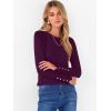 imageANRABESS Sweaters for Women Long Sleeve Crewneck Fitted Business Casual Pullover Tops 2025 Fall Outfits with Button CuffDark Purple