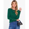 imageANRABESS Sweaters for Women Long Sleeve Crewneck Fitted Business Casual Pullover Tops 2025 Fall Outfits with Button CuffGreen