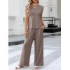 imageANRABESS Women 2 Piece Outfits Tank Top ampamp Palazzo Pants 2025 Summer Lounge Matching Sets Travel Vacation Beach ClothingLight Brown