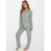 imageANRABESS Women Pajama Lounge Sets 2025 Fall 2 Piece Outfits Ribbed Long Sleeve Matching PJ Set Sleepwear LoungewearGreen