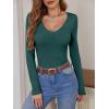 imageANRABESS Womens Fitted Sweaters 2025 Fall Long Sleeve V Neck Basic Tops Lightweight Knitted Slim Dressy Casual Work ShirtsDark Green