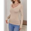 imageANRABESS Womens Fitted Sweaters 2025 Fall Long Sleeve V Neck Basic Tops Lightweight Knitted Slim Dressy Casual Work ShirtsLight Khaki