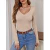 imageANRABESS Womens Fitted Sweaters 2025 Fall Long Sleeve V Neck Basic Tops Lightweight Knitted Slim Dressy Casual Work ShirtsLight Khaki